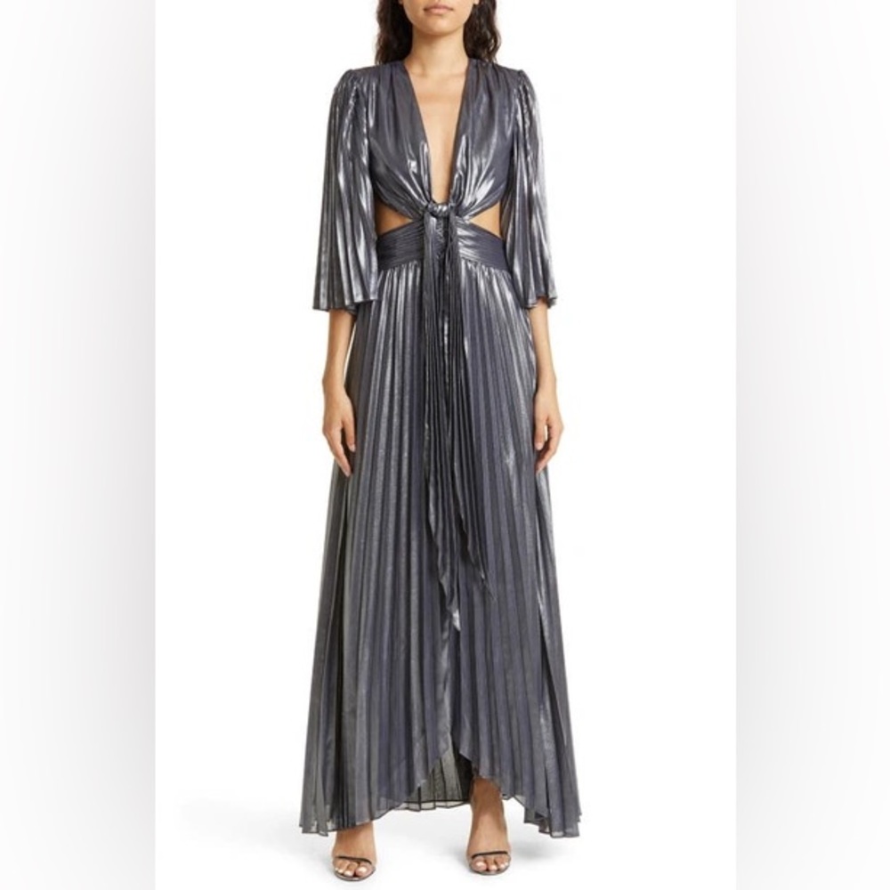Ramy Brook Angel Pleated Metallic Gown size 2